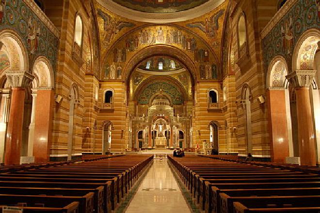 view down main aisle of cathedral